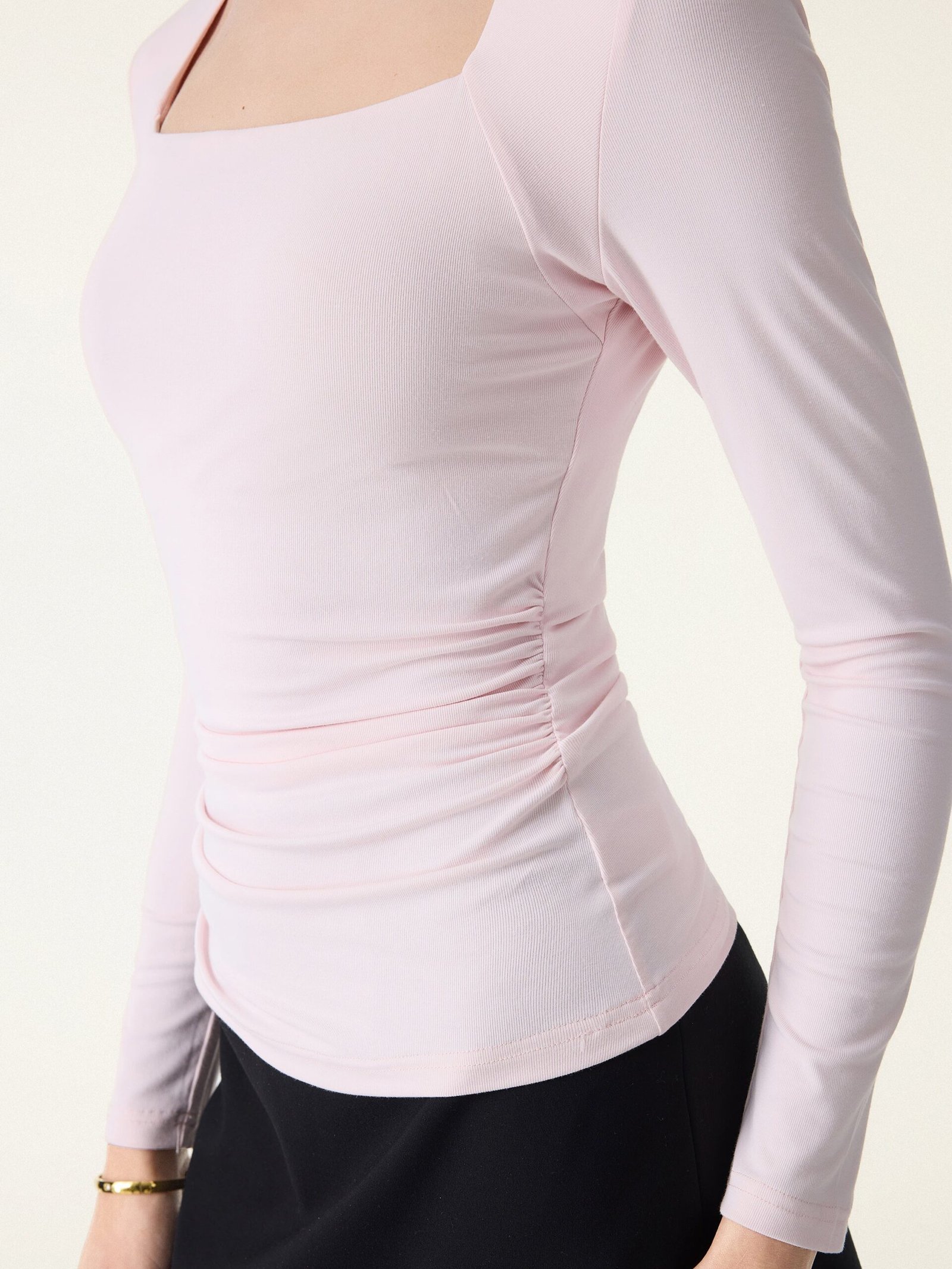 SkinKiss Trapeze Neck Ruched Long Sleeve Brami - Image 3
